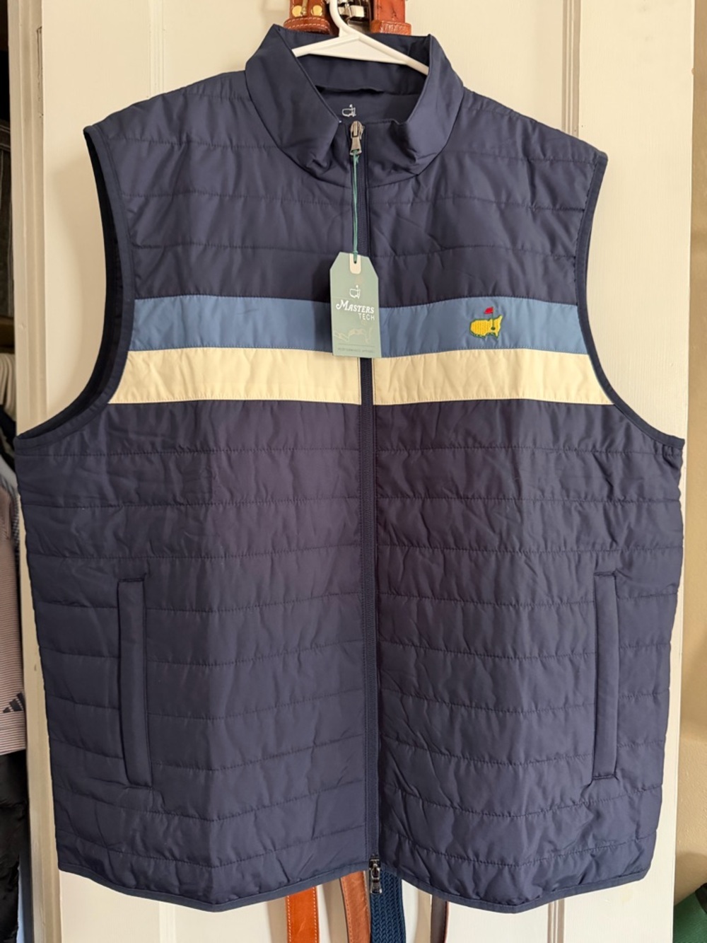 Masters Tech Men's Navy Quilted Vest with Stripe